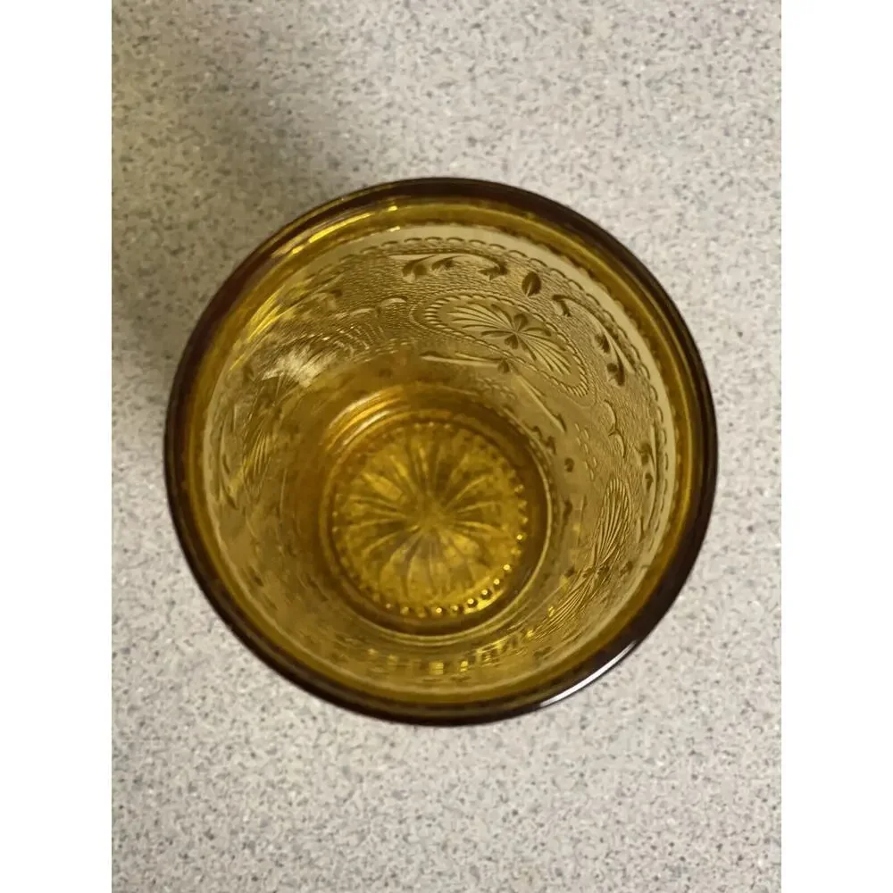 1 Vintage Brockway Glass American Concord Amber Water Glass Goblet Tumbler‎ 8oz